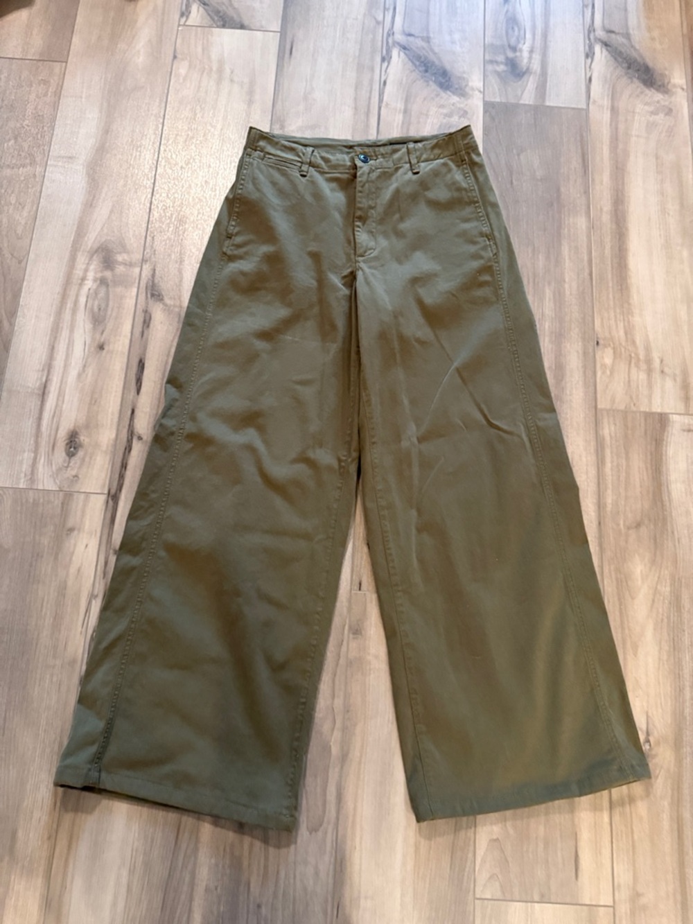NEW Rag & Bone High Rise Wide Leg Chino Pants Trousers in Olive Color. Size 8. - Picture 7 of 16